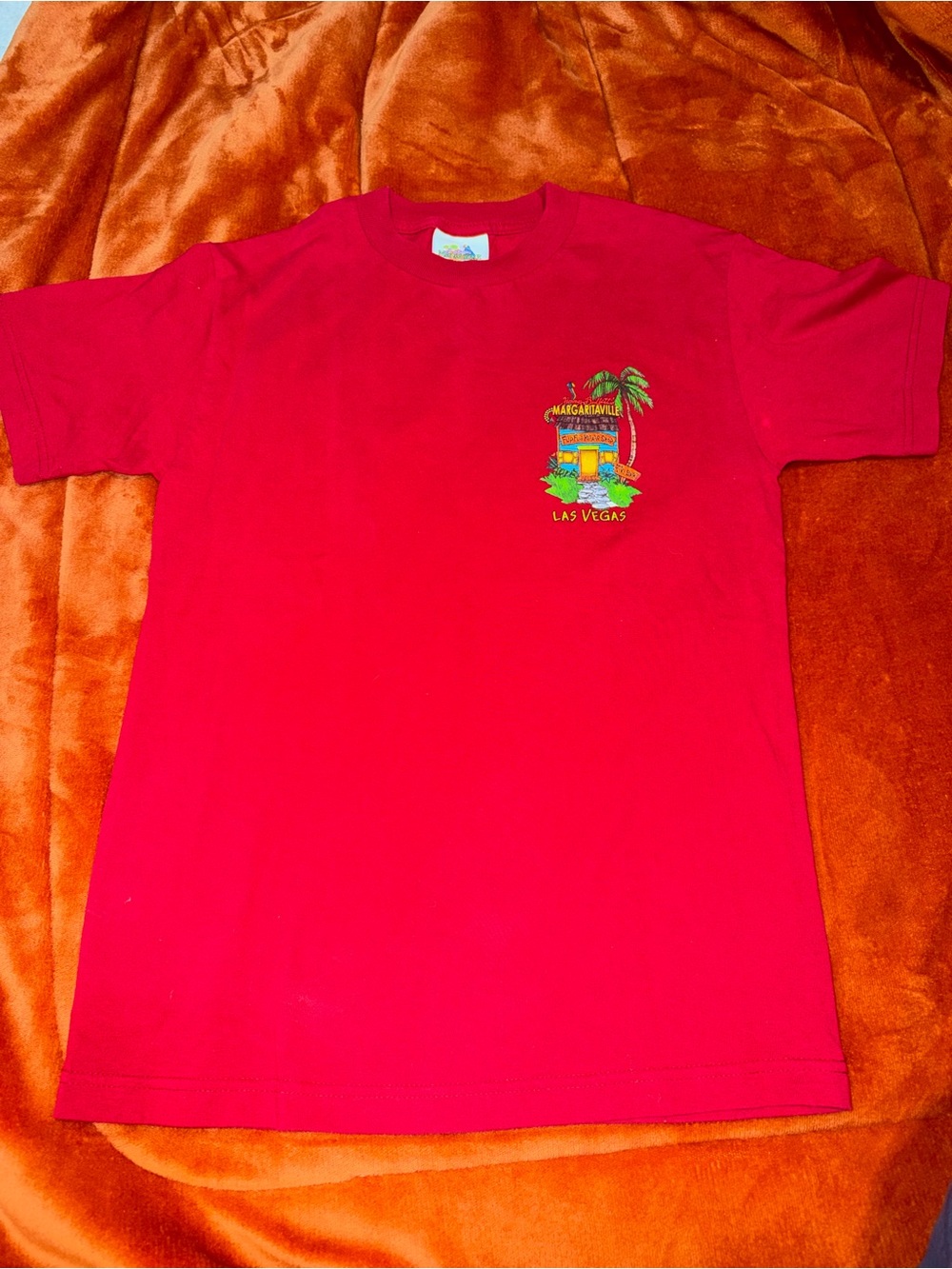 Margaritaville Bright Red Crewneck Tee with Parrot Tag